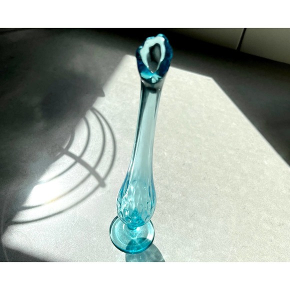 Vintage Ice Blue Footed Viking Vase. 9.5" Tall - Picture 5 of 10